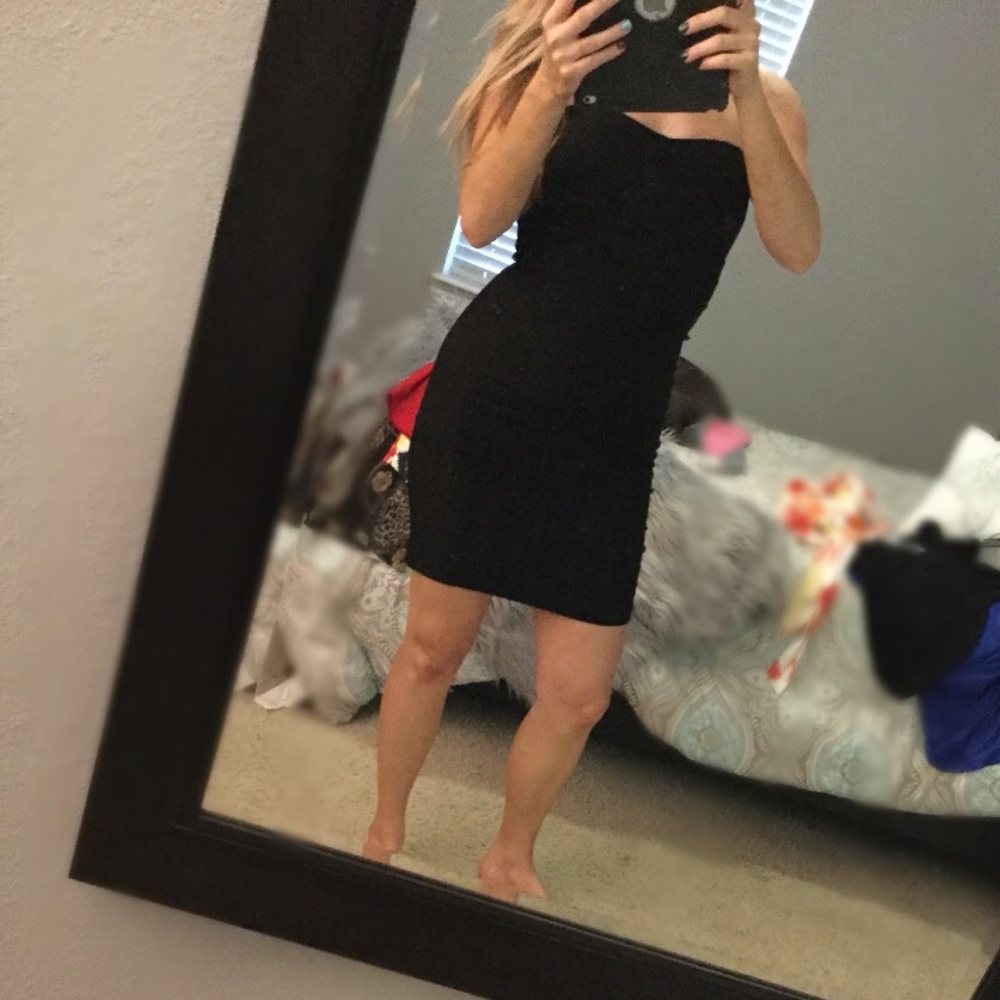 Black strapless dress